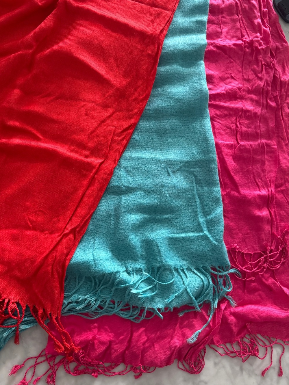 Bijoux Terner Vibrant Red, & Pink and Paskmina Women's Fashion Scarf Set